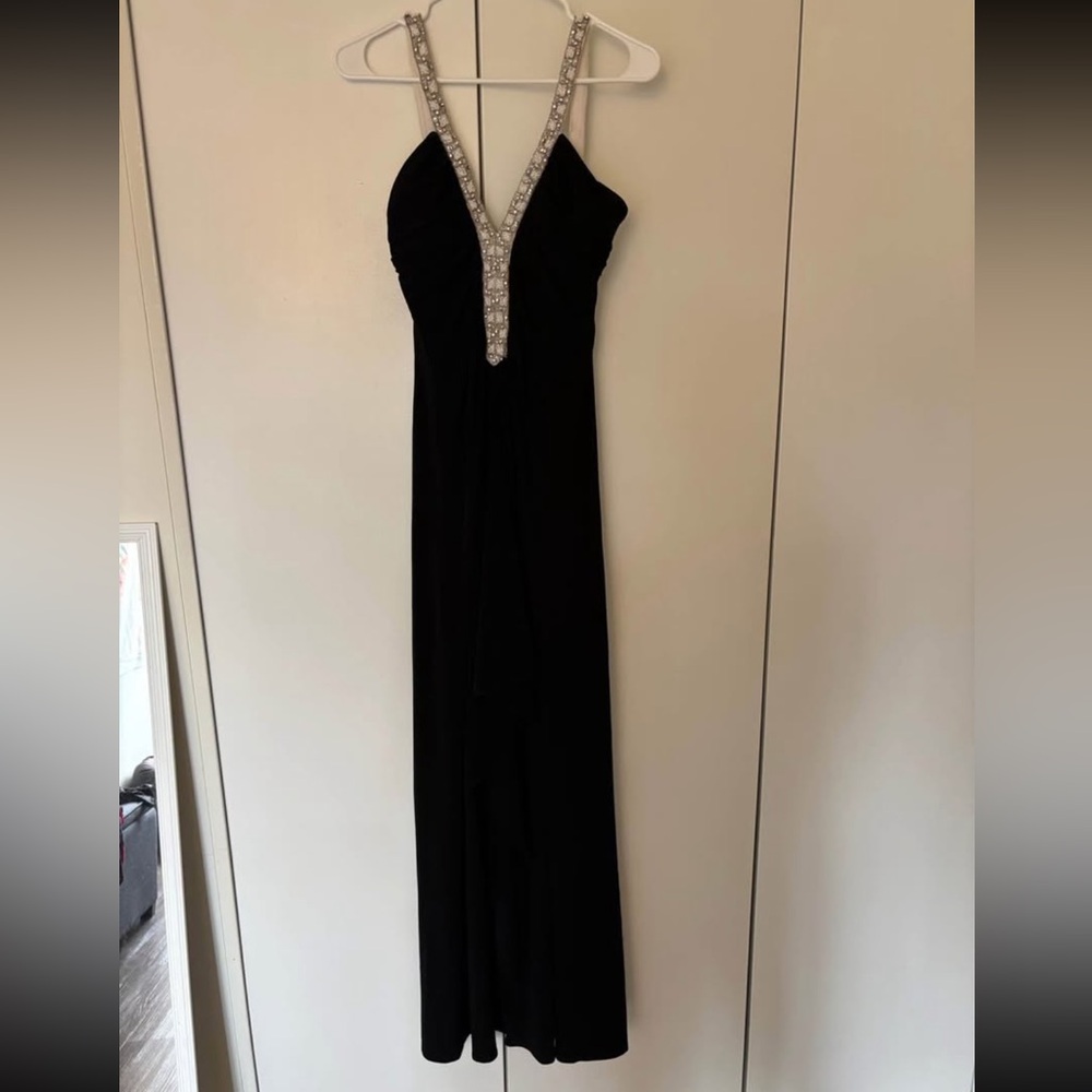 JS Boutique Black Maxi Dress with Silver Accents